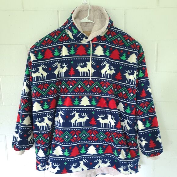 Shinesty the Caribou Lous Reversible Christmas Hoodie Unisex EXCELLENT COND O/S - Picture 2 of 16